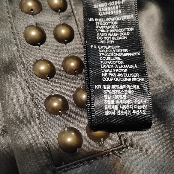 LuxeXXI | Timeless Classic Edgy Metallic Olive Studded Drop V Neck Dress | Med - Picture 15 of 16